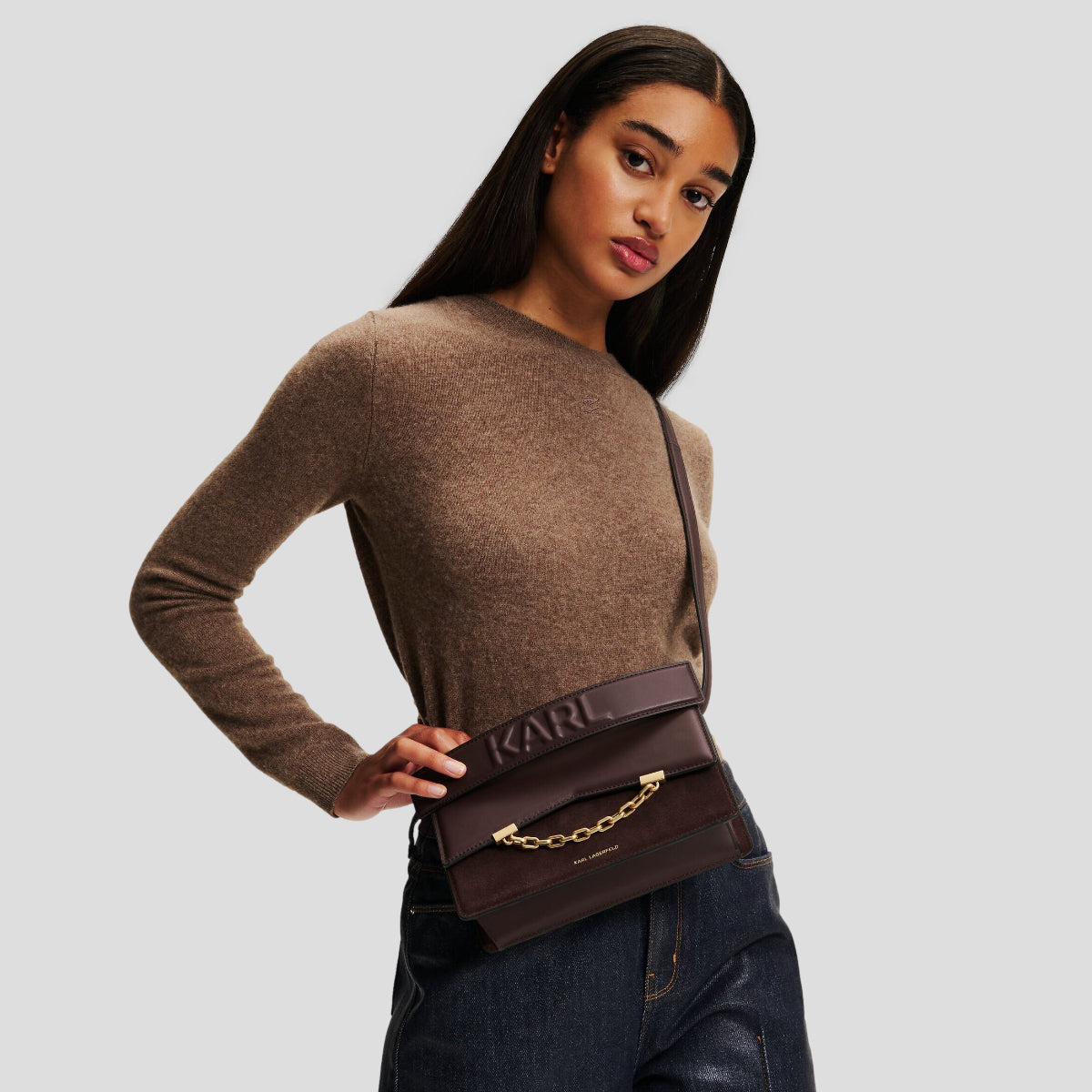 Karl Lagerfeld Tobacco Crossbody Bag